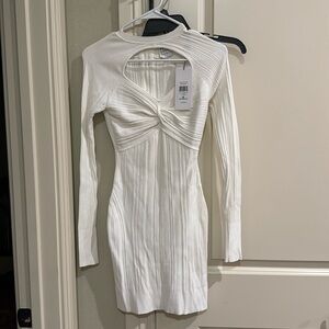 HERVÉ LÉGER Ribbed keyhole Mini Dress XS